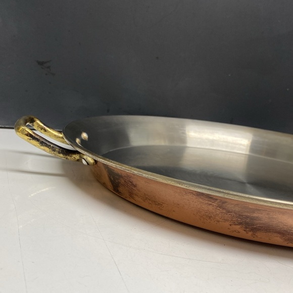 Copper Bottom Paella Pan Brass Handled 15 Inch - Picture 4 of 17